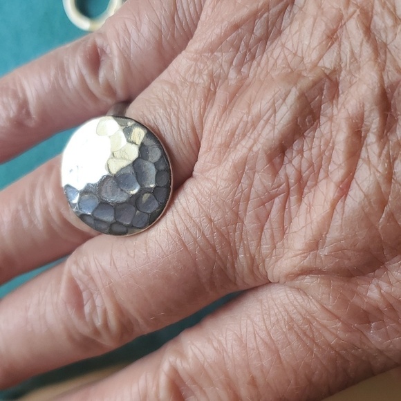 Handmade Hammered Silver chocker, bracelet and ring set 3 pc - Picture 5 of 9